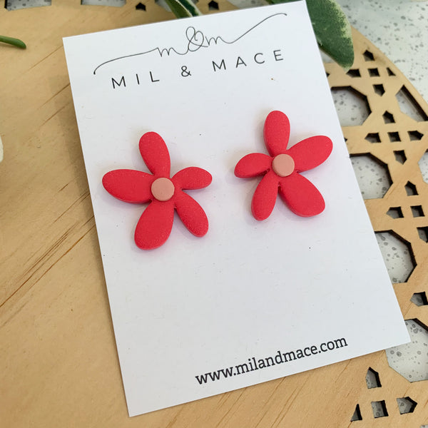Spring Daisies Polymer Clay Stud Earrings