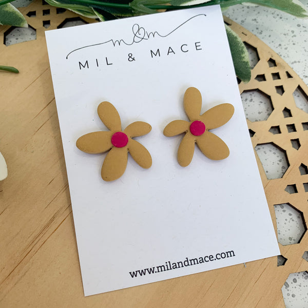 Spring Daisies Polymer Clay Stud Earrings