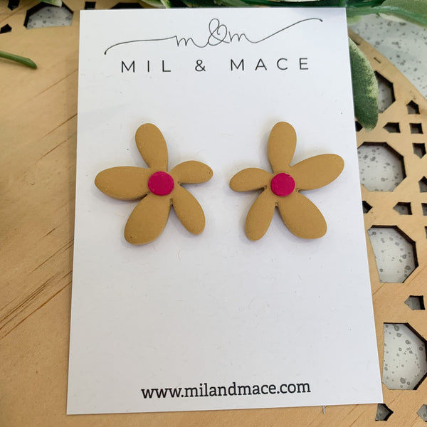 Spring Daisies Polymer Clay Stud Earrings