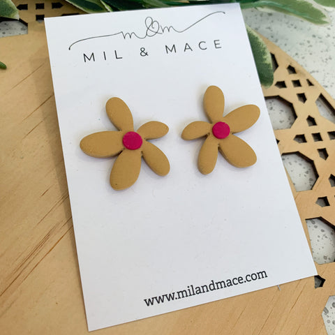 Spring Daisies Polymer Clay Stud Earrings