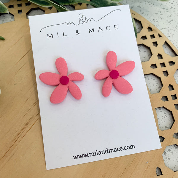 Spring Daisies Polymer Clay Stud Earrings