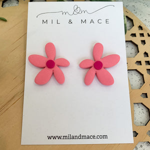 Spring Daisies Polymer Clay Stud Earrings
