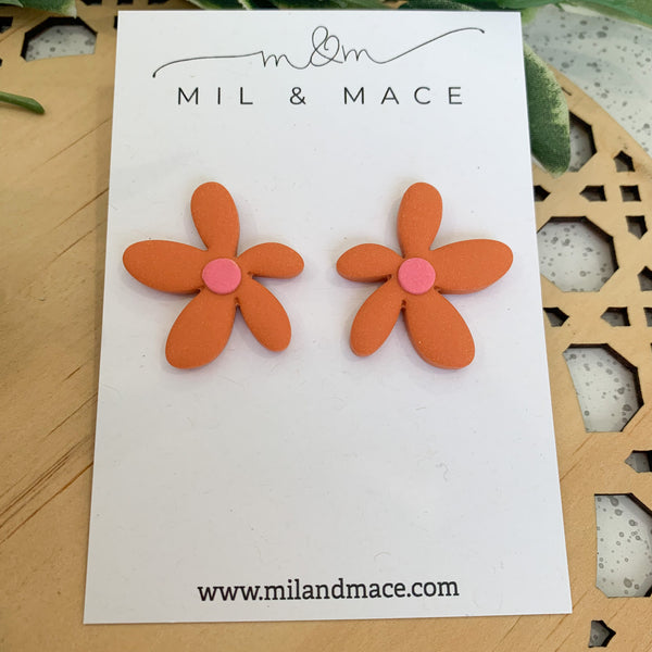 Spring Daisies Polymer Clay Stud Earrings