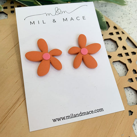 Spring Daisies Polymer Clay Stud Earrings