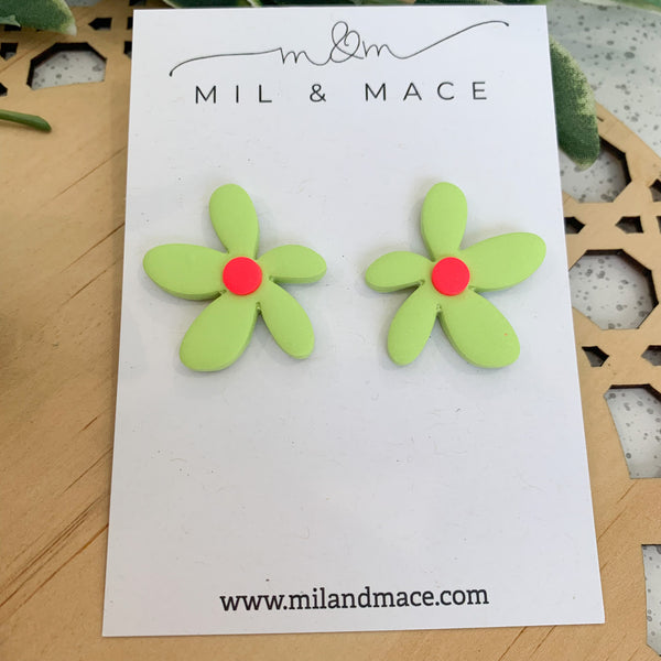 Spring Daisies Polymer Clay Stud Earrings