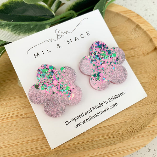 Flower Resin Stud Earrings