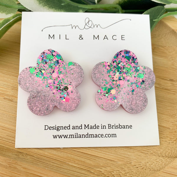 Flower Resin Stud Earrings