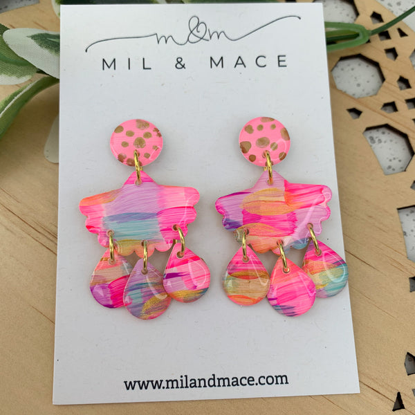 Brights Yupo Chandelier Handpainted Dangle Earrings