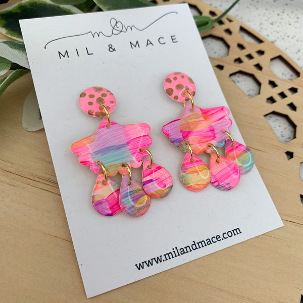 Brights Yupo Chandelier Handpainted Dangle Earrings