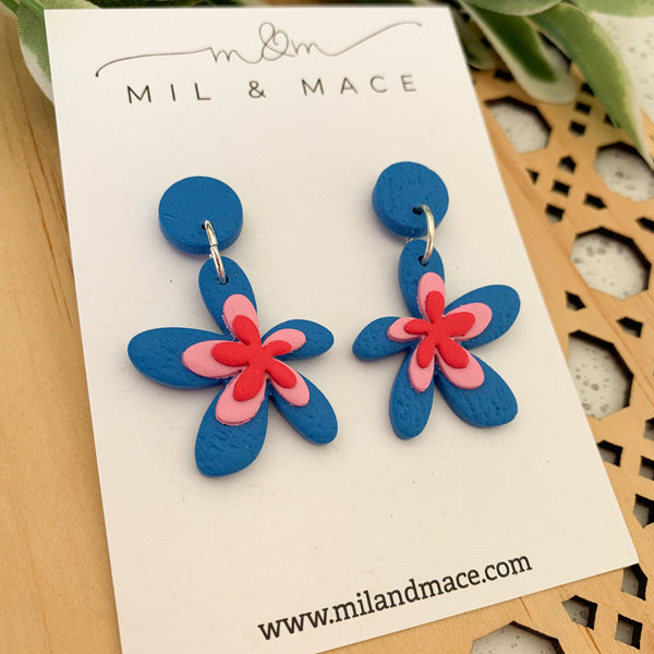 Spring Daisies Polymer Clay Dangle Earrings