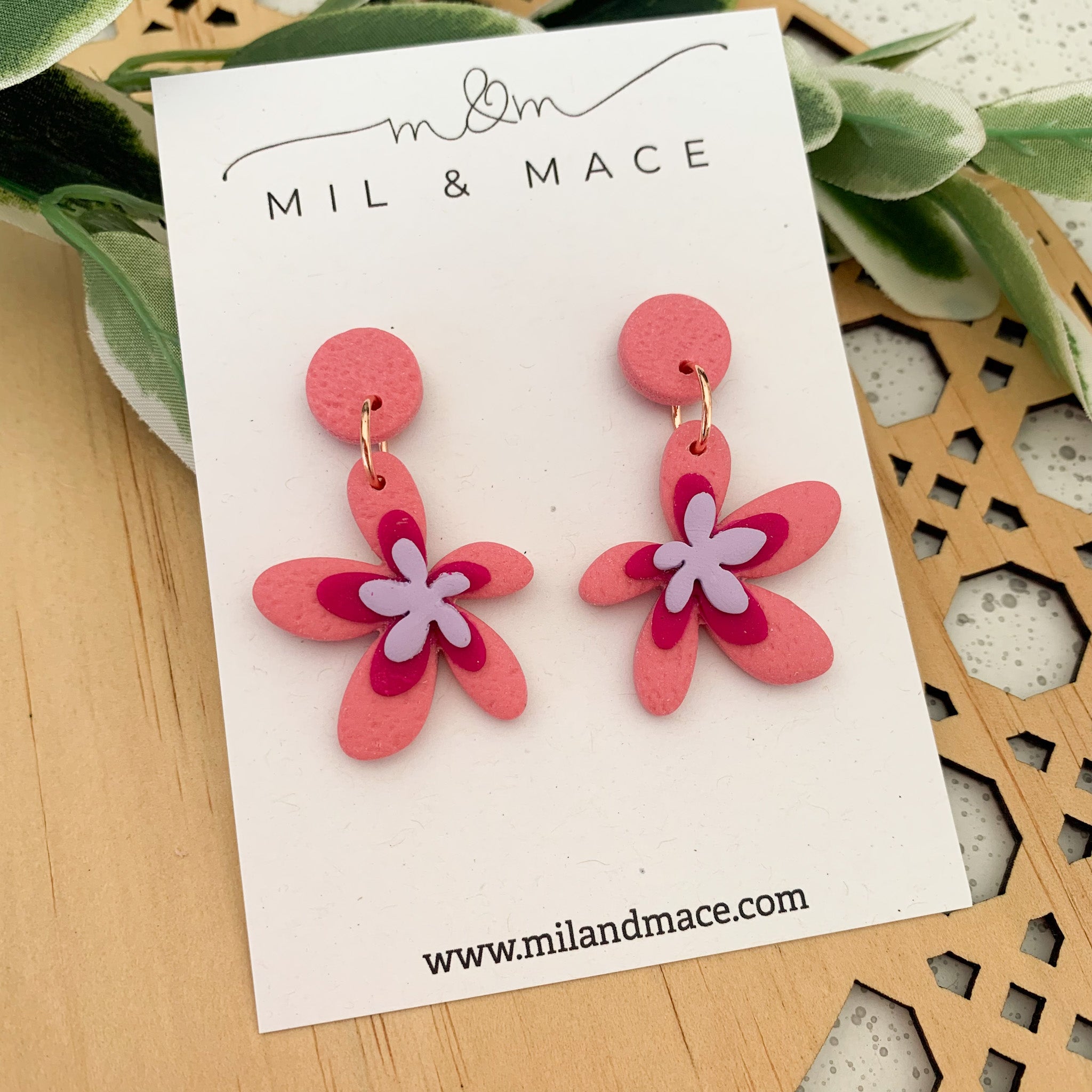 Spring Daisies Polymer Clay Dangle Earrings