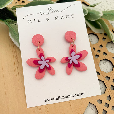 Spring Daisies Polymer Clay Dangle Earrings