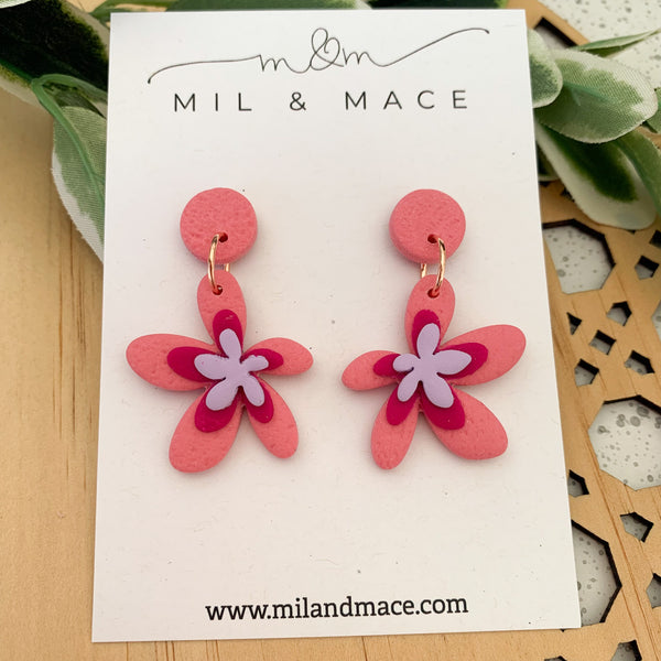 Spring Daisies Polymer Clay Dangle Earrings