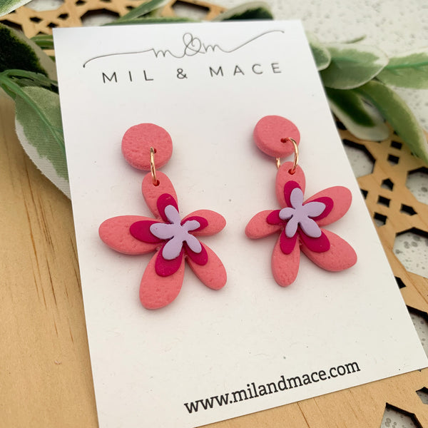 Spring Daisies Polymer Clay Dangle Earrings