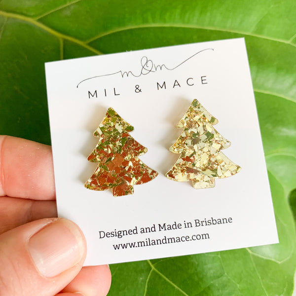 27mm Christmas Tree Acrylic Stud Earrings