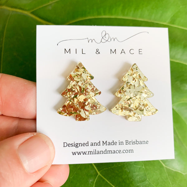 27mm Christmas Tree Acrylic Stud Earrings