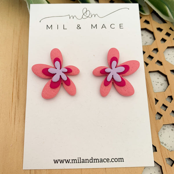 Spring Daisies Polymer Clay Stud Earrings