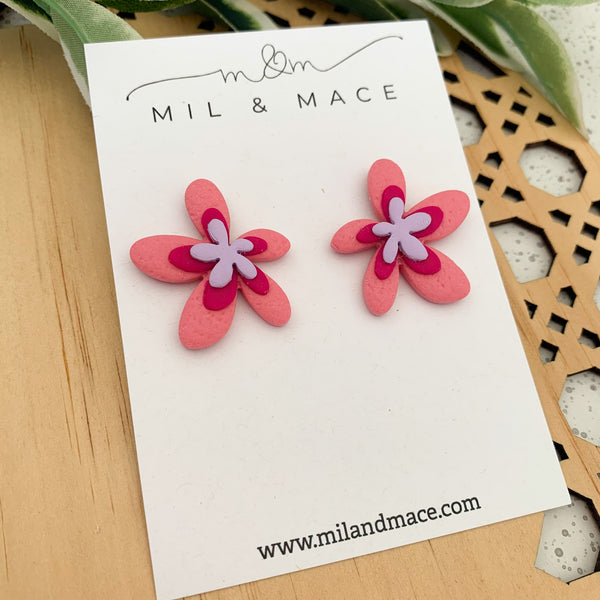 Spring Daisies Polymer Clay Stud Earrings