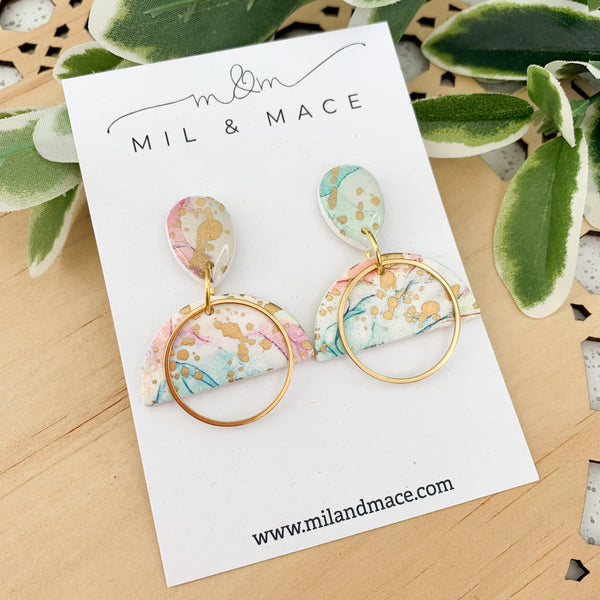 Watercolour Polymer Clay and Resin Dangle Earrings