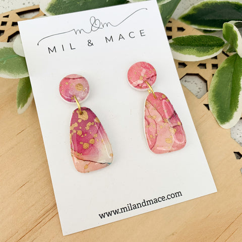 Watercolour Polymer Clay and Resin Dangle Earrings