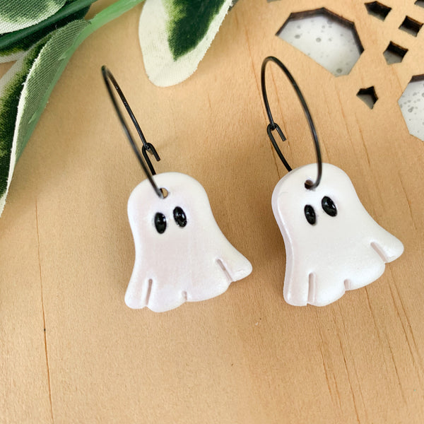 Halloween Ghost Polymer Clay Dangle Earrings