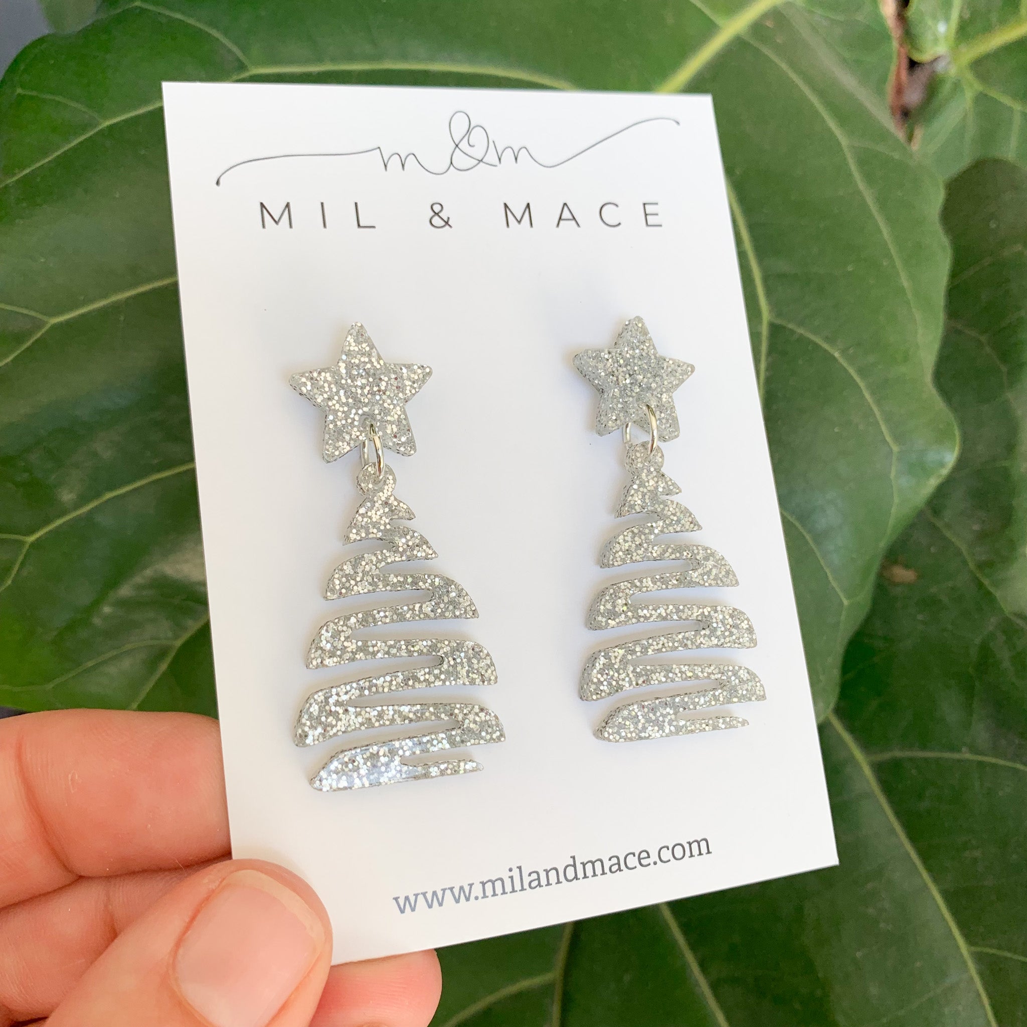 Squiggle Christmas Tree Acrylic Dangle Earrings