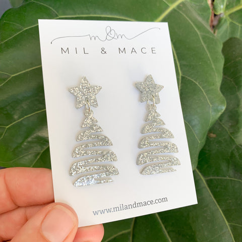 Squiggle Christmas Tree Acrylic Dangle Earrings