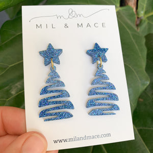 Squiggle Christmas Tree Acrylic Dangle Earrings