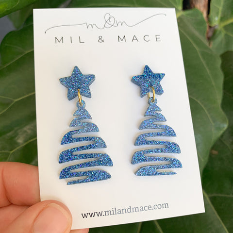 Squiggle Christmas Tree Acrylic Dangle Earrings