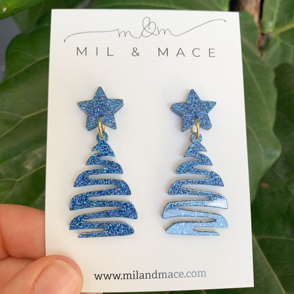Squiggle Christmas Tree Acrylic Dangle Earrings