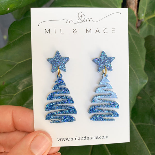 Squiggle Christmas Tree Acrylic Dangle Earrings