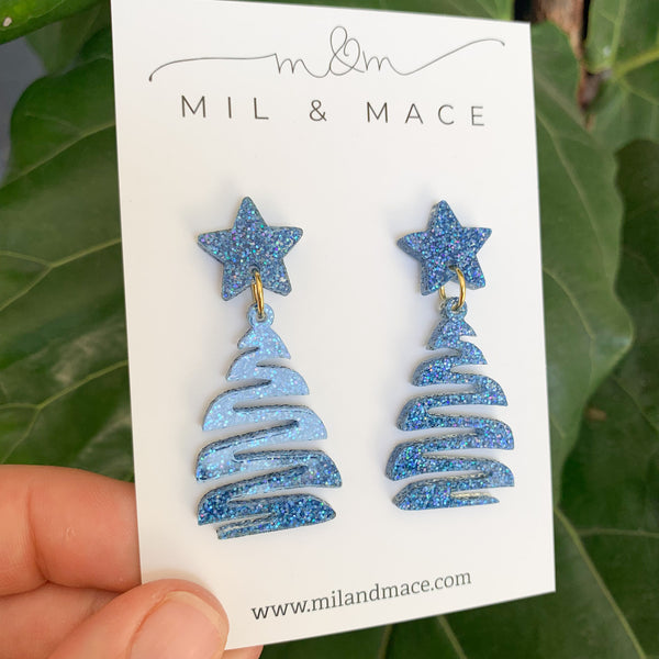 Squiggle Christmas Tree Acrylic Dangle Earrings