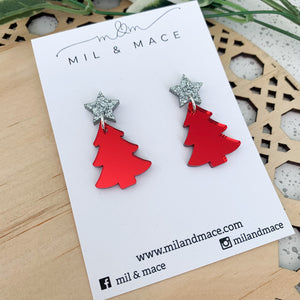 Christmas Tree Acrylic Dangle Earrings