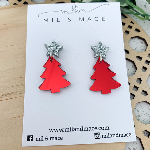 Christmas Tree Acrylic Dangle Earrings