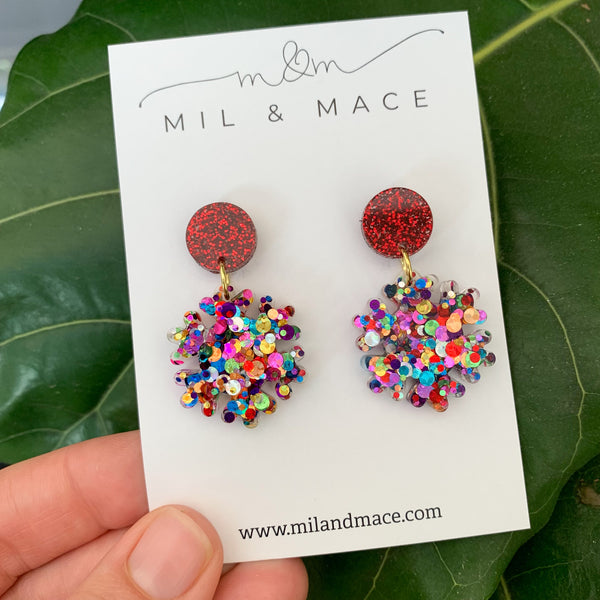 Christmas Snowflake Resin  Dangle Earrings