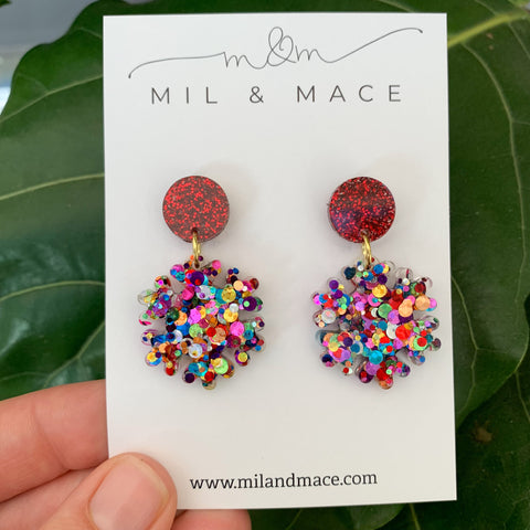 Christmas Snowflake Resin  Dangle Earrings