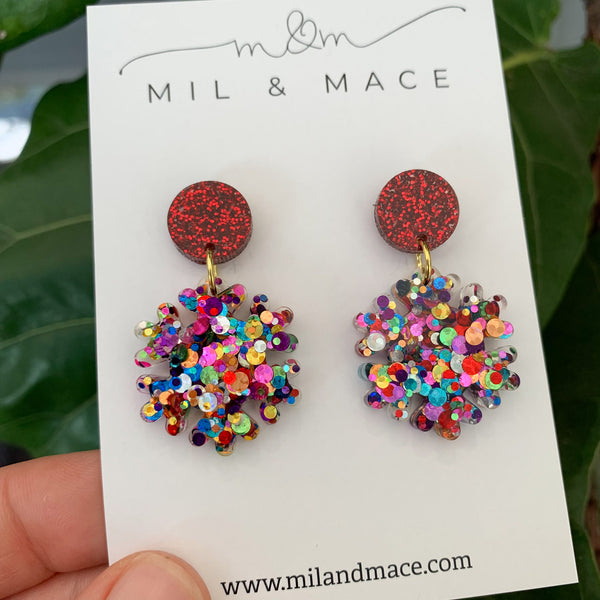 Christmas Snowflake Resin  Dangle Earrings