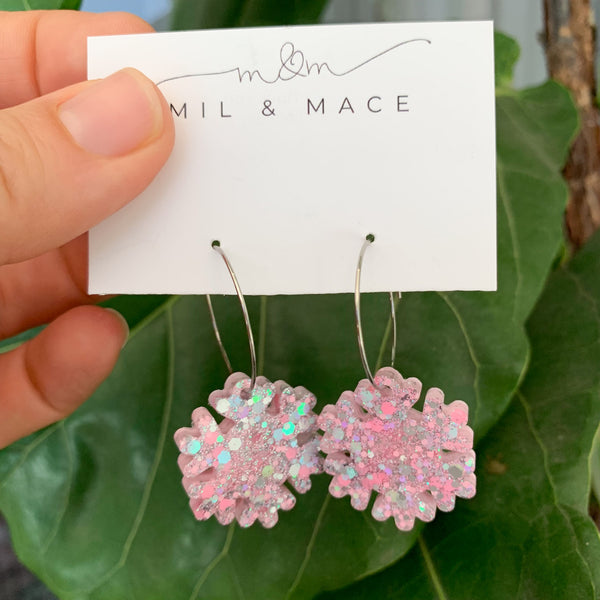 Christmas Snowflake Hoops Dangle Earrings