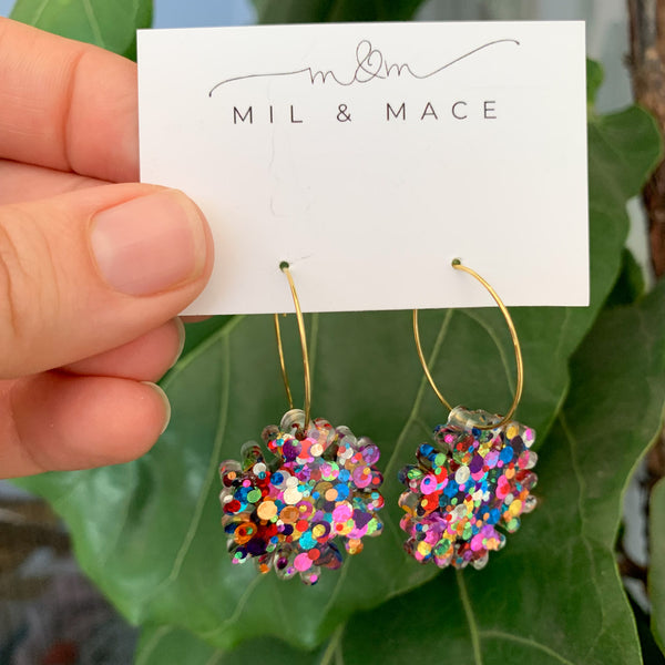 Christmas Snowflake Resin Hoop Dangle Earrings