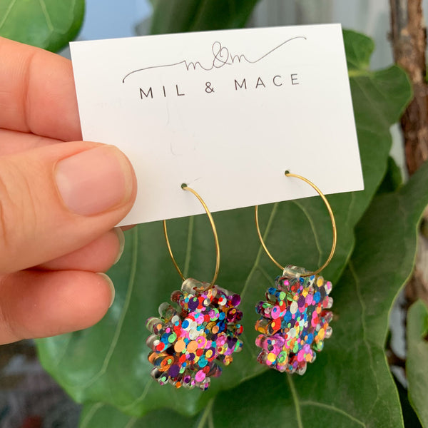 Christmas Snowflake Resin Hoop Dangle Earrings