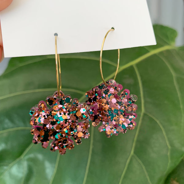 Christmas Snowflake Resin Hoop Dangle Earrings