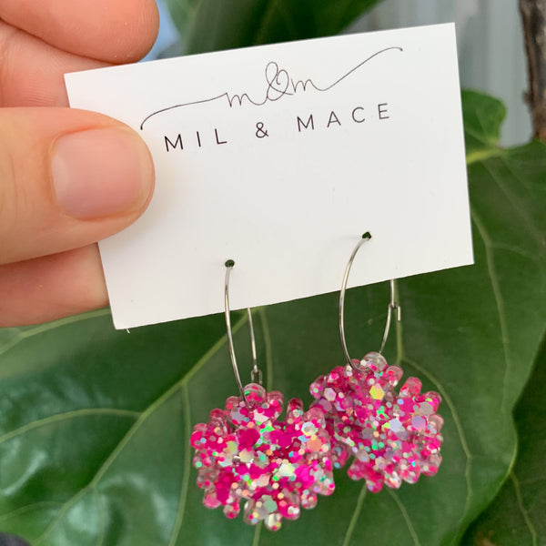 Christmas Snowflake Resin Hoop Dangle Earrings