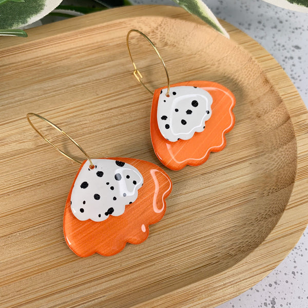 Petal Hand Painted Yupo Dangle Hoop Earrings