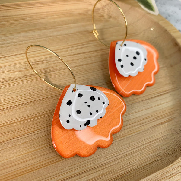 Petal Hand Painted Yupo Dangle Hoop Earrings