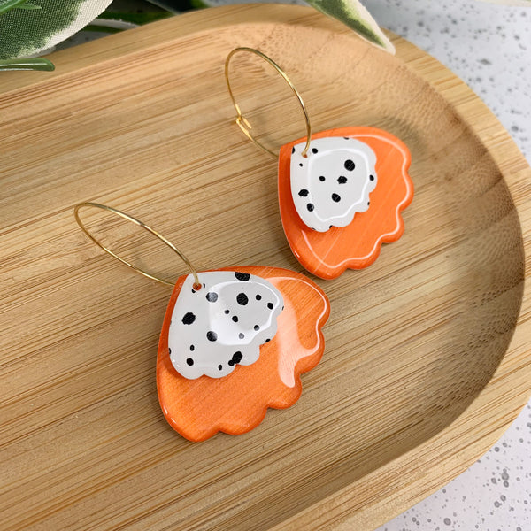 Petal Hand Painted Yupo Dangle Hoop Earrings