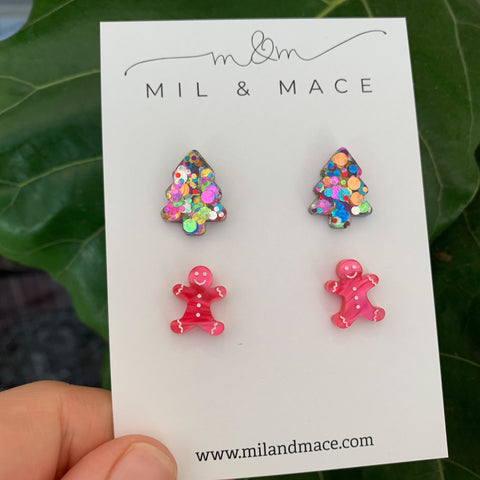 Christmas Mixed Acrylic Stud Pack