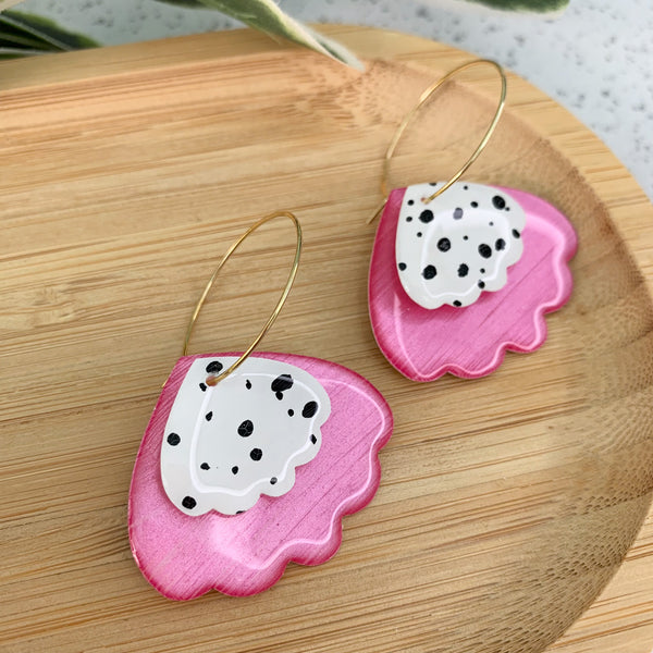 Petal Hand Painted Yupo Dangle Hoop Earrings