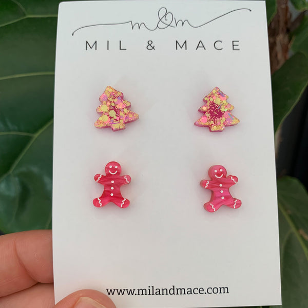 Christmas Mixed Acrylic Stud Pack