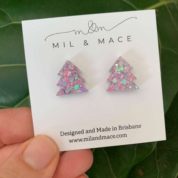 17mm Christmas Tree Resin Stud Earrings