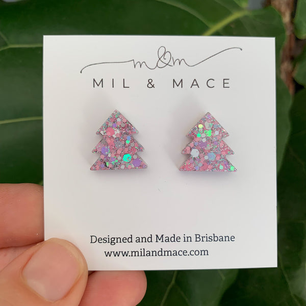 17mm Christmas Tree Resin Stud Earrings